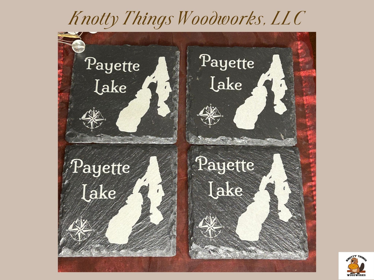 Payette Lake Idaho Slate Coaster - Set of 4