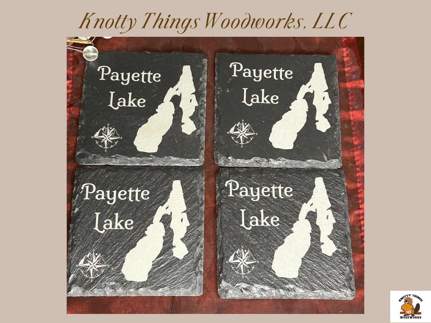 Wholesale Payette Lake Idaho Slate Coaster - Set of 4