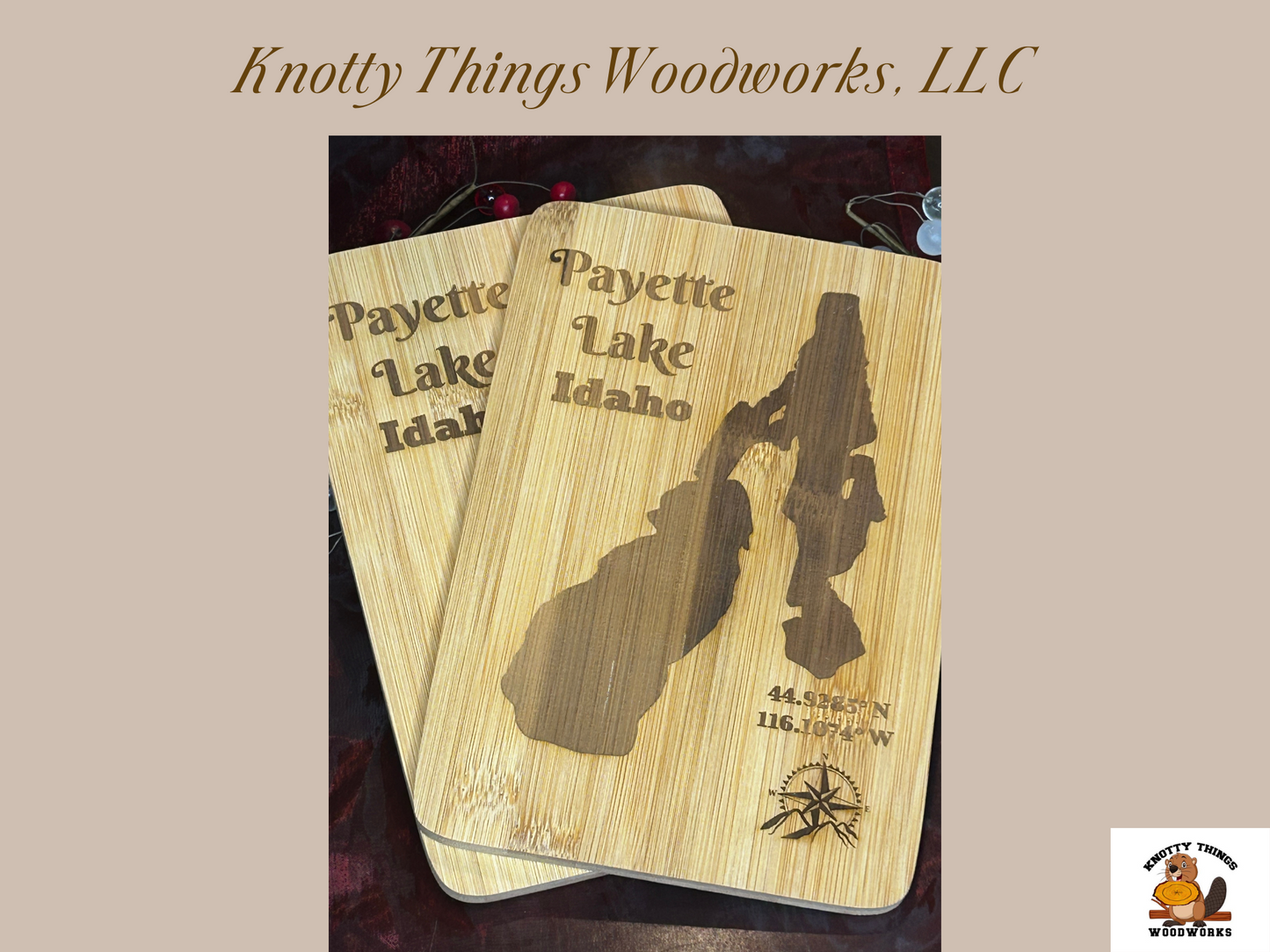 Payette Lake Idaho Bamboo Cutting Board