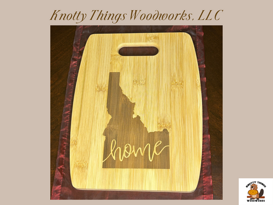 Arc-Shaped Bamboo Cutting Board with Idaho Home Engraving