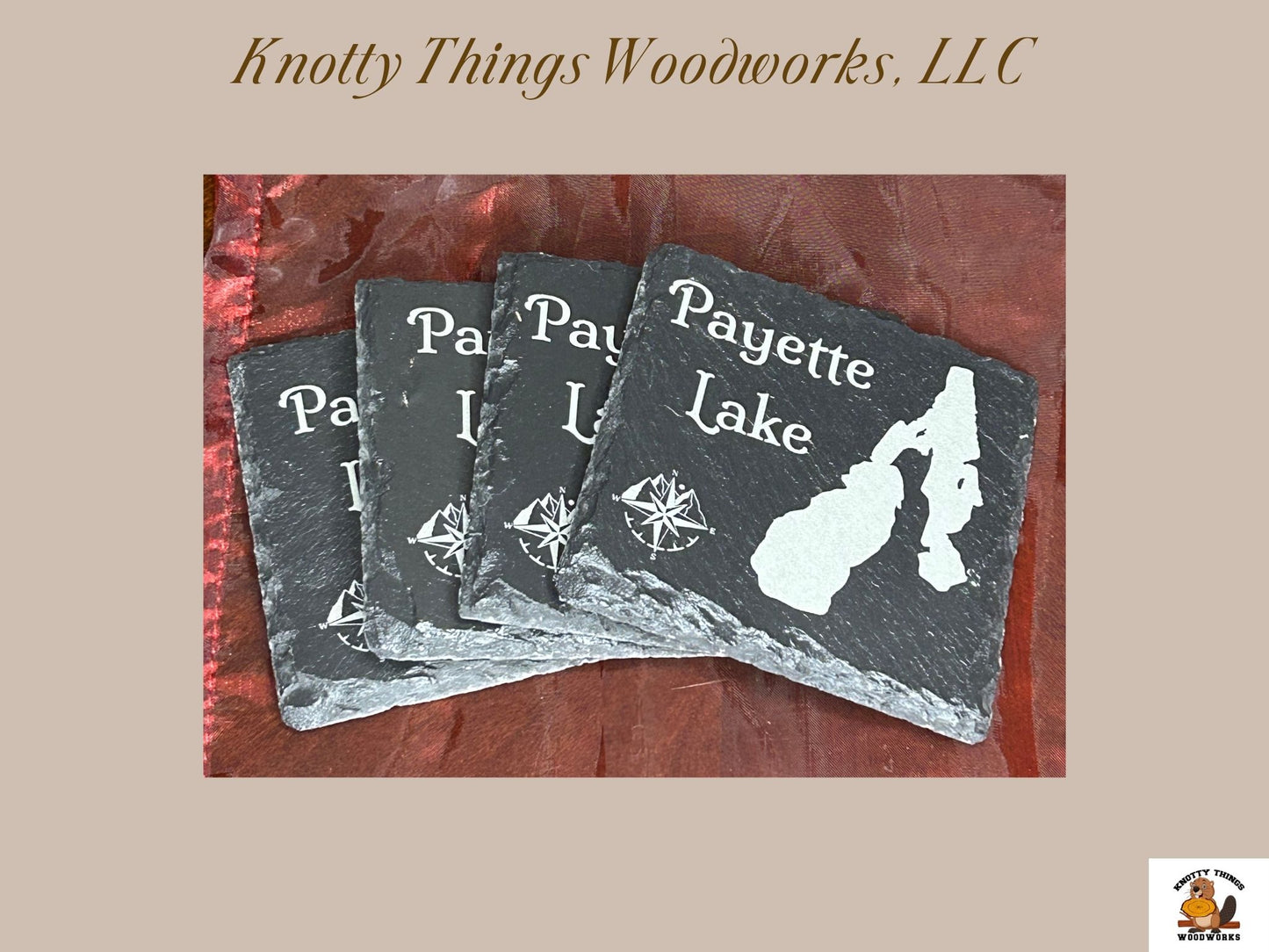 Payette Lake Idaho Slate Coaster - Set of 4