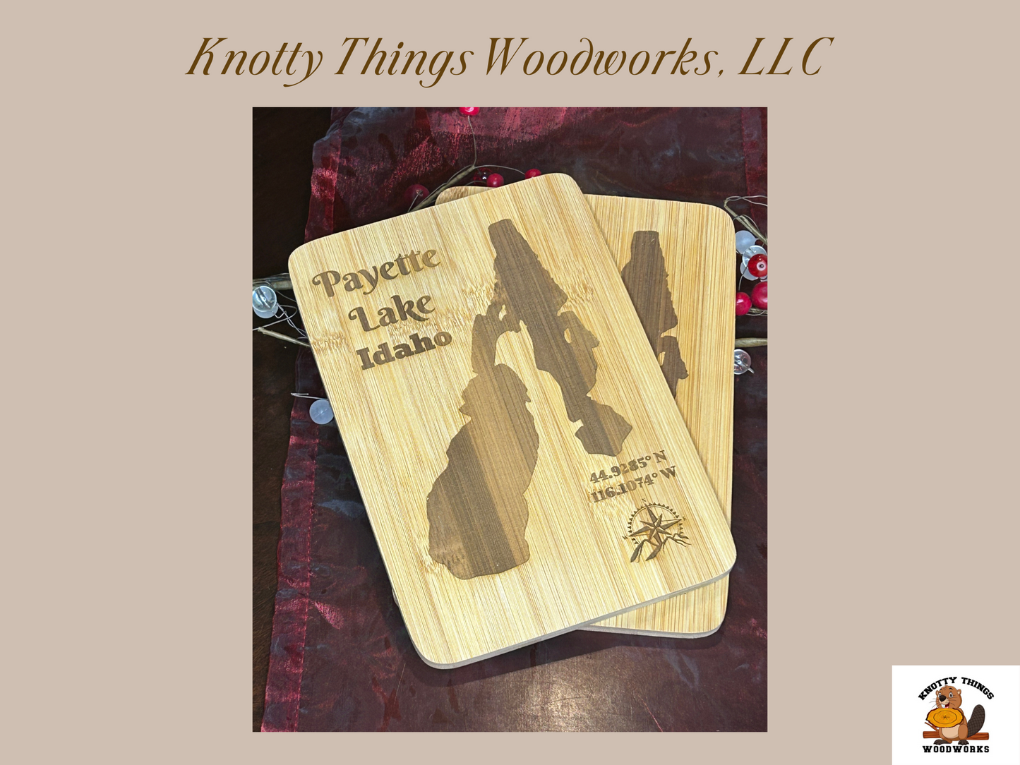 Wholesale Payette Lake Idaho Bamboo Cutting Board