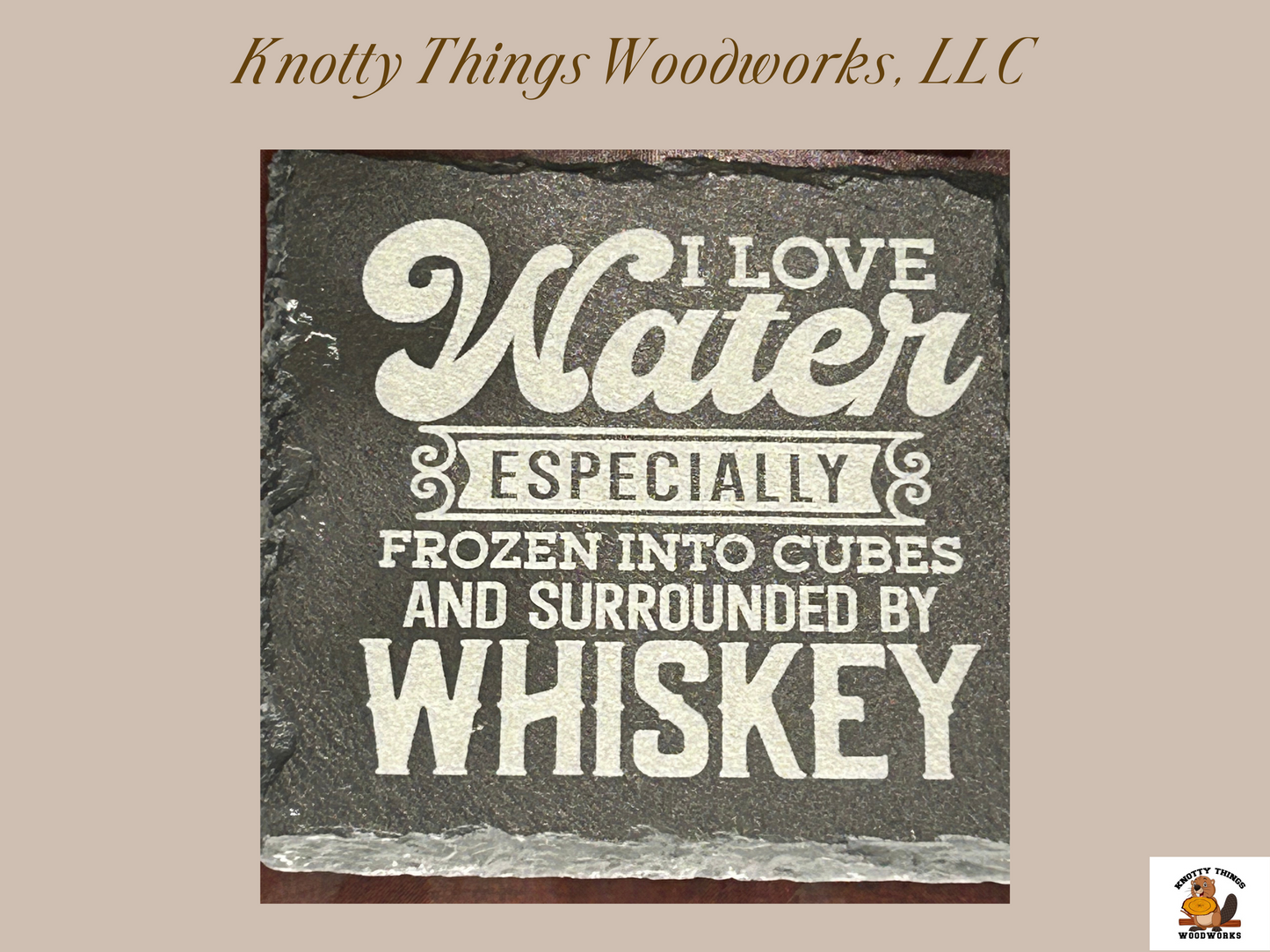 Wholesale Hilarious Whiskey Slate Coasters - Set of 4 - Each with a Unique Quote