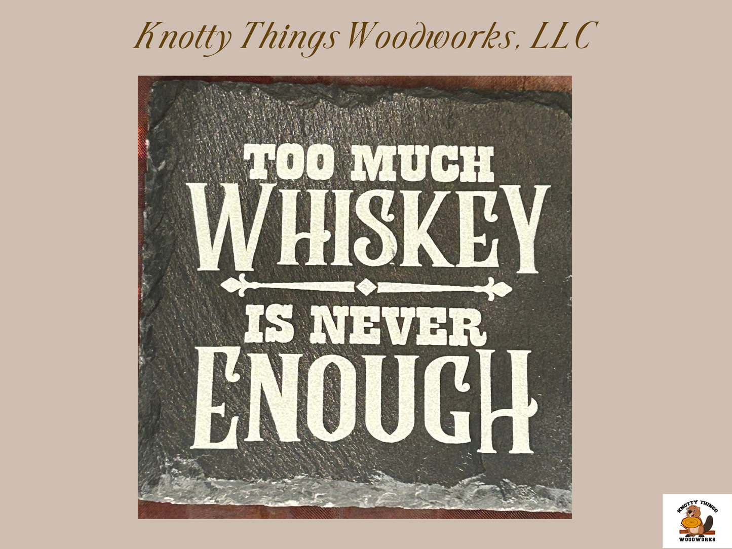 Wholesale Hilarious Whiskey Slate Coasters - Set of 4 - Each with a Unique Quote