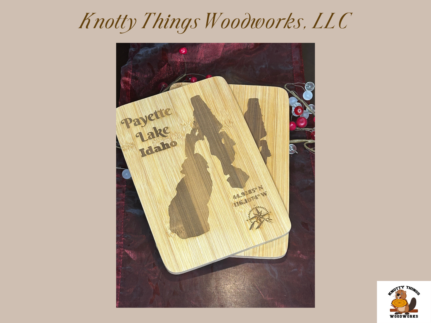 Wholesale Payette Lake Idaho Bamboo Cutting Board