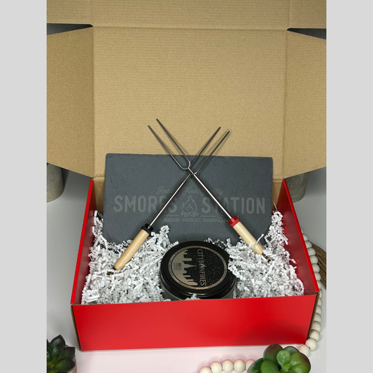 S'mores Station Gift Box or Baskets with Personalized Skewers (optional)