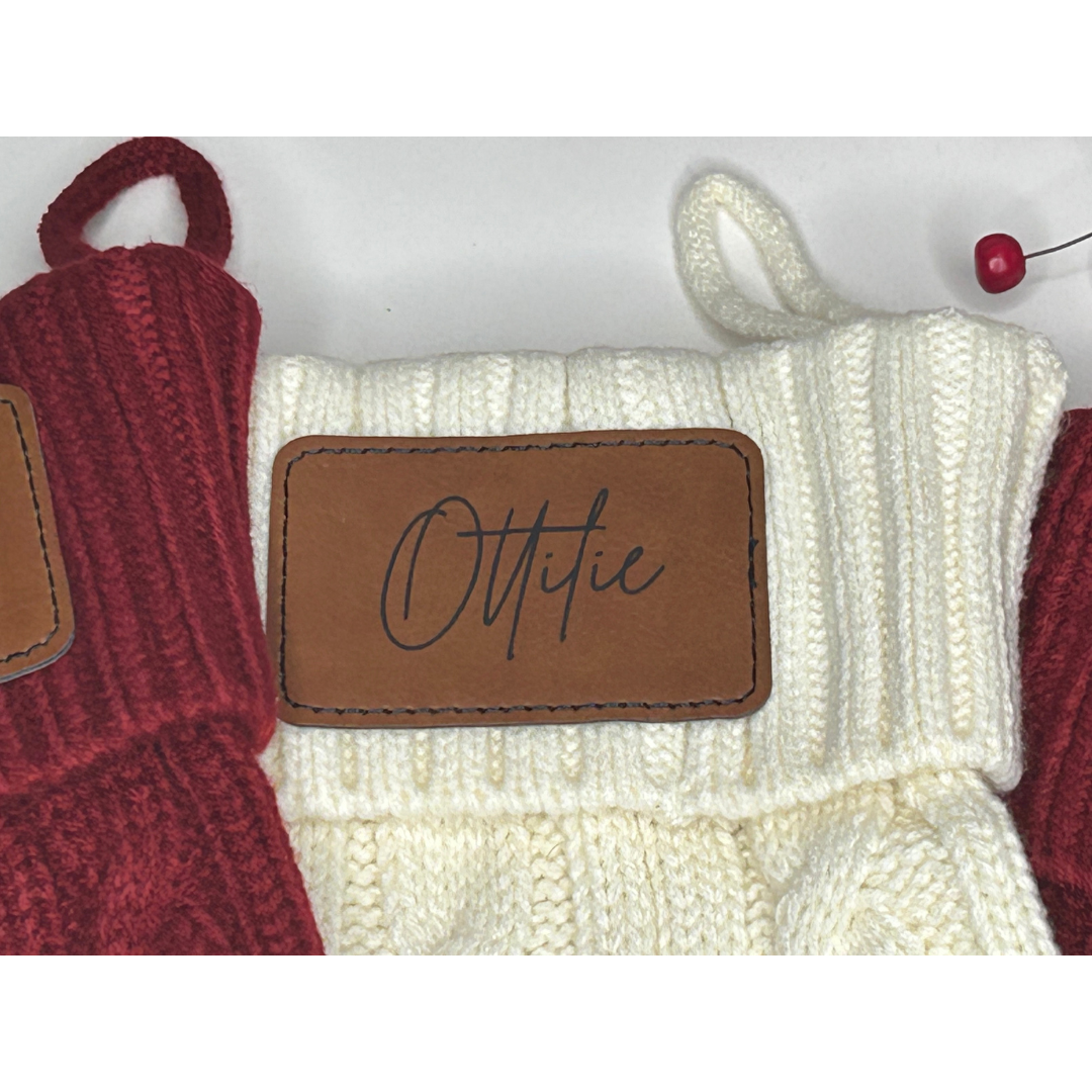 Personalized Christmas Stocking with Leather Patch