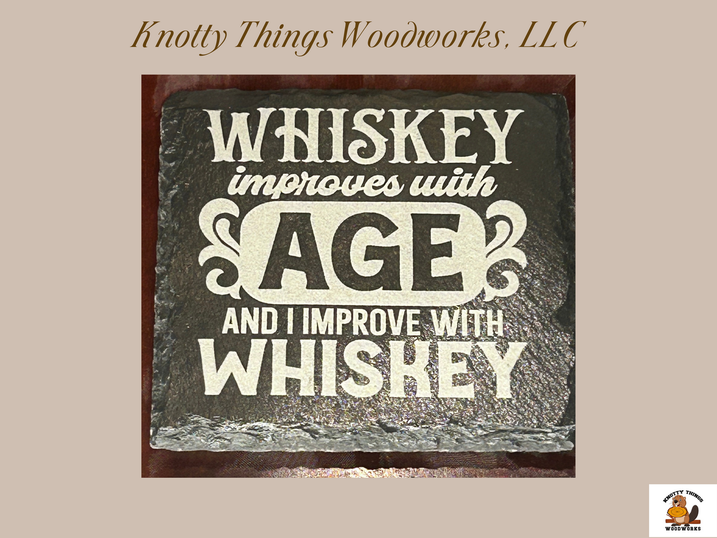 Wholesale Hilarious Whiskey Slate Coasters - Set of 4 - Each with a Unique Quote