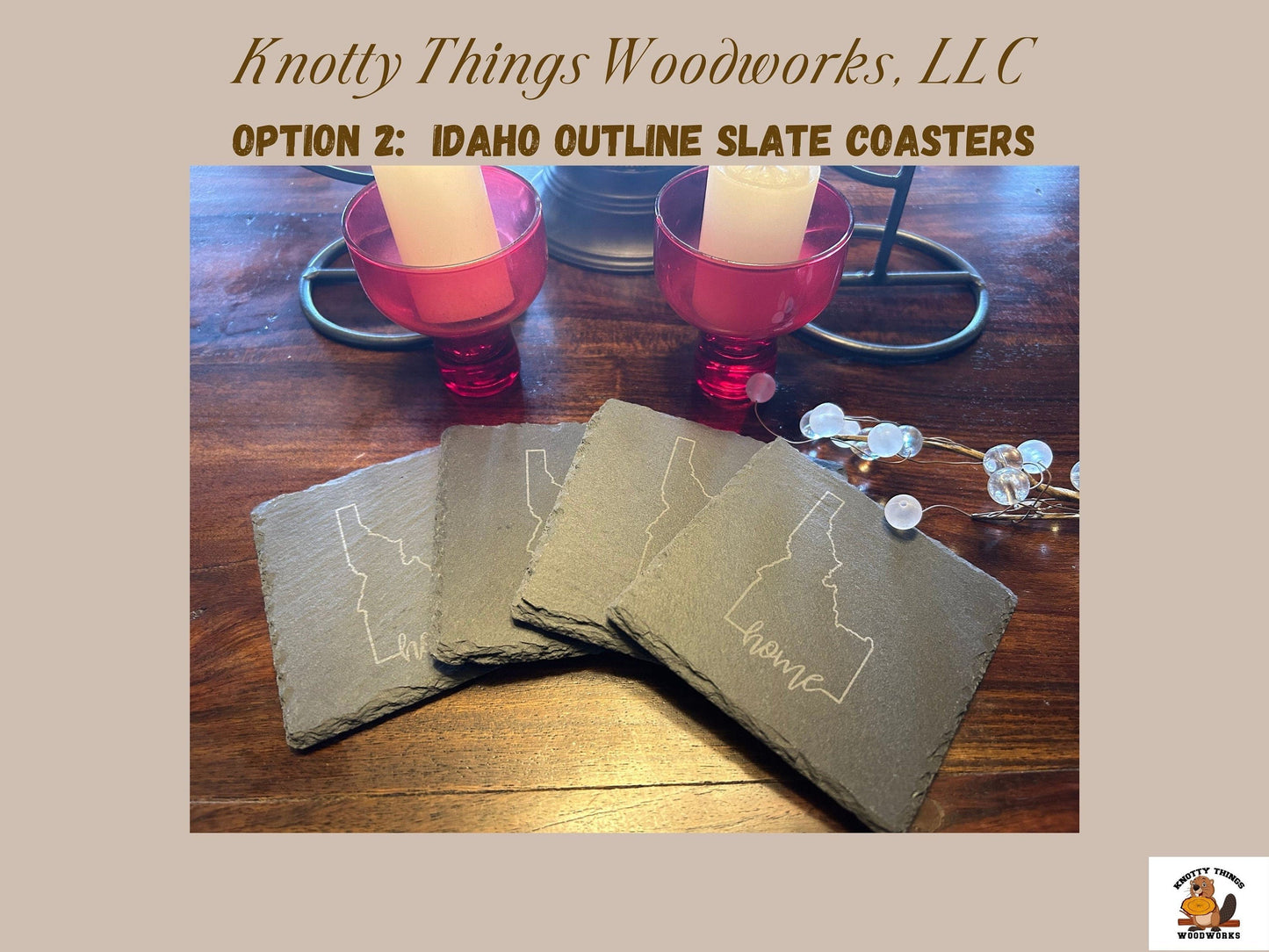 Wholesale Idaho Slate Coasters Outline or Silhouette - Set of 4