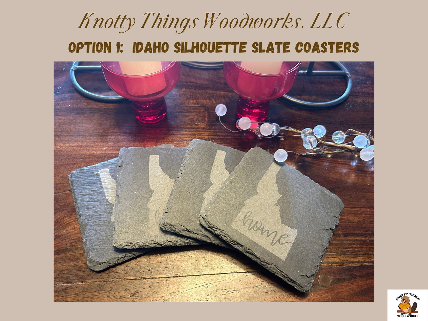 Wholesale Idaho Slate Coasters Outline or Silhouette - Set of 4