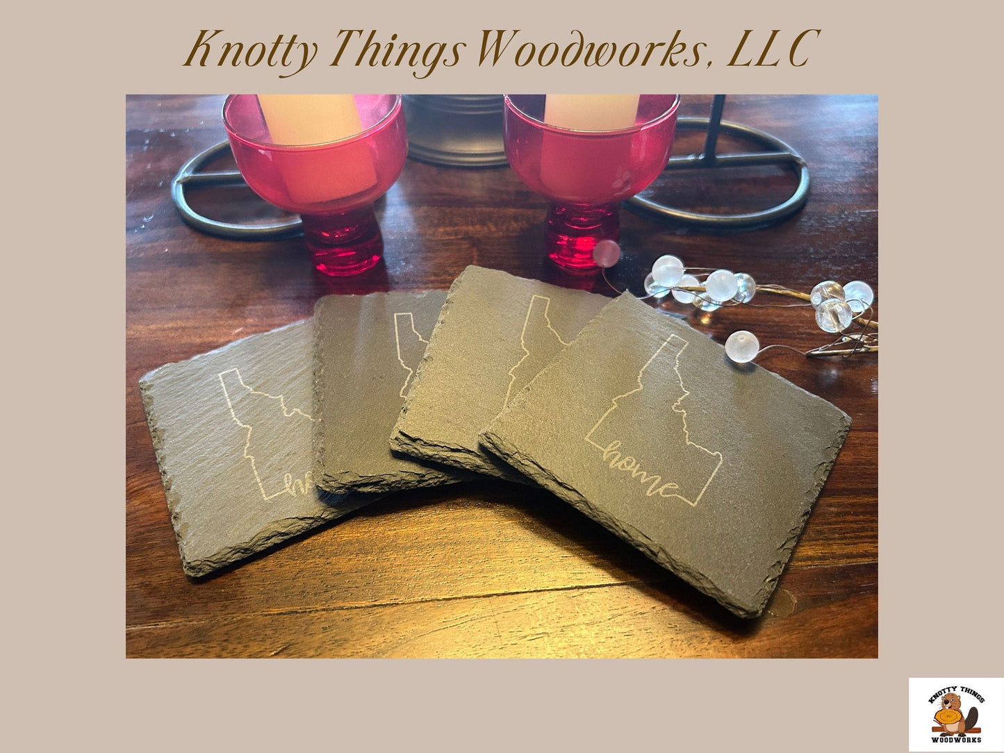 Wholesale Idaho Slate Coasters Outline or Silhouette - Set of 4