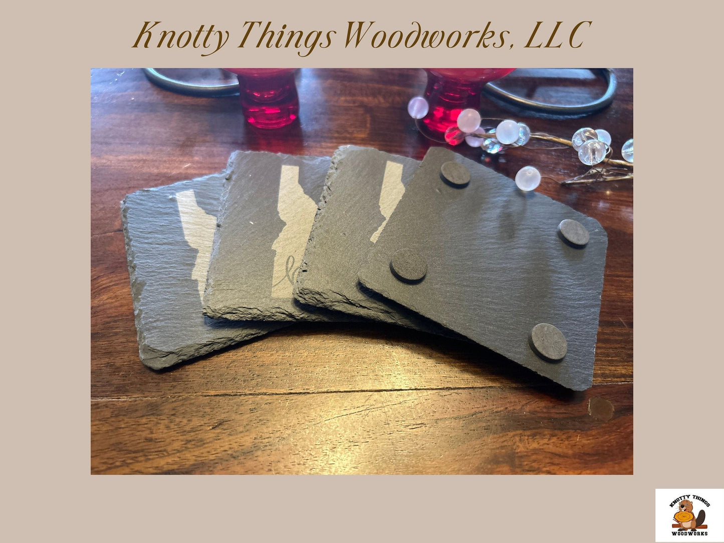 Wholesale Idaho Slate Coasters Outline or Silhouette - Set of 4