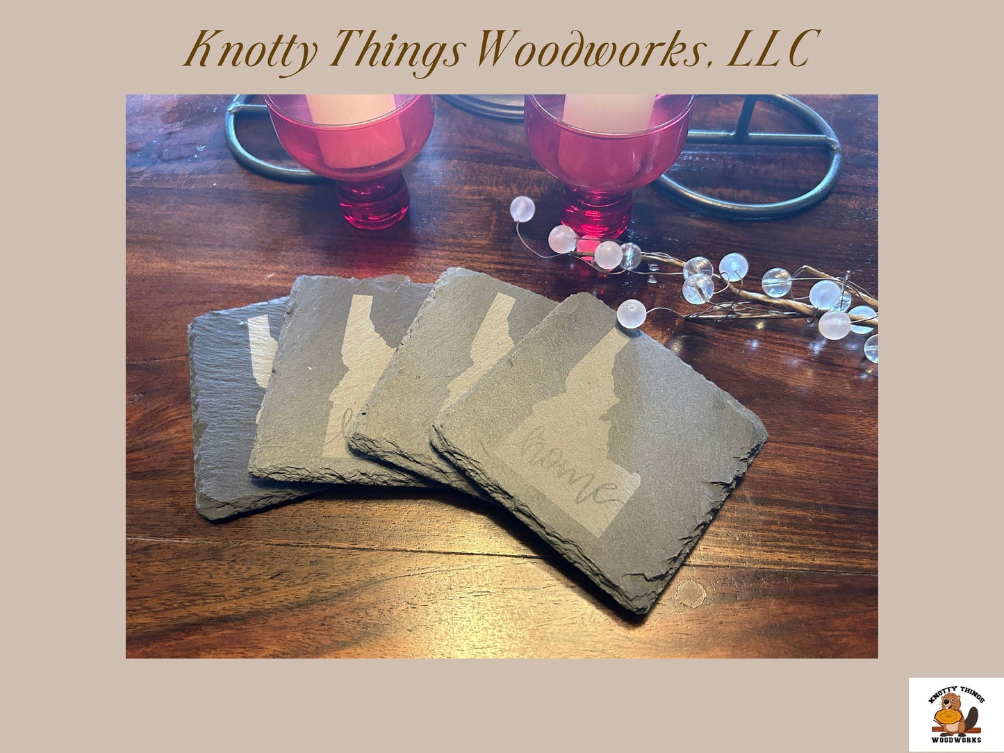 Wholesale Idaho Slate Coasters Outline or Silhouette - Set of 4