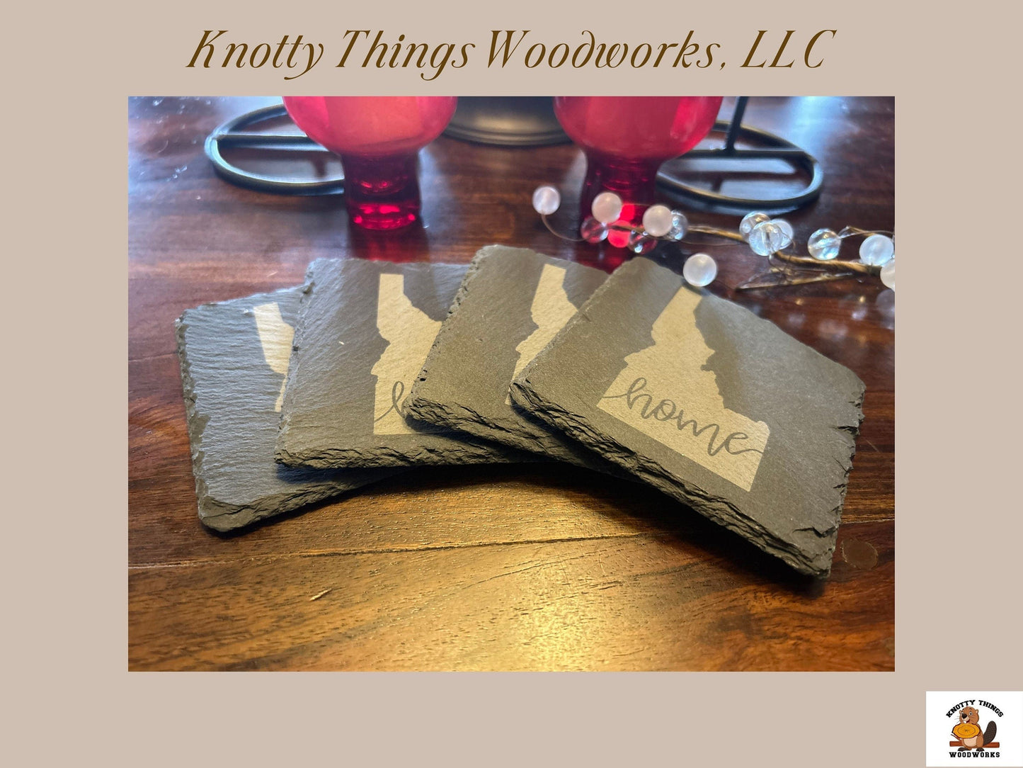 Wholesale Idaho Slate Coasters Outline or Silhouette - Set of 4