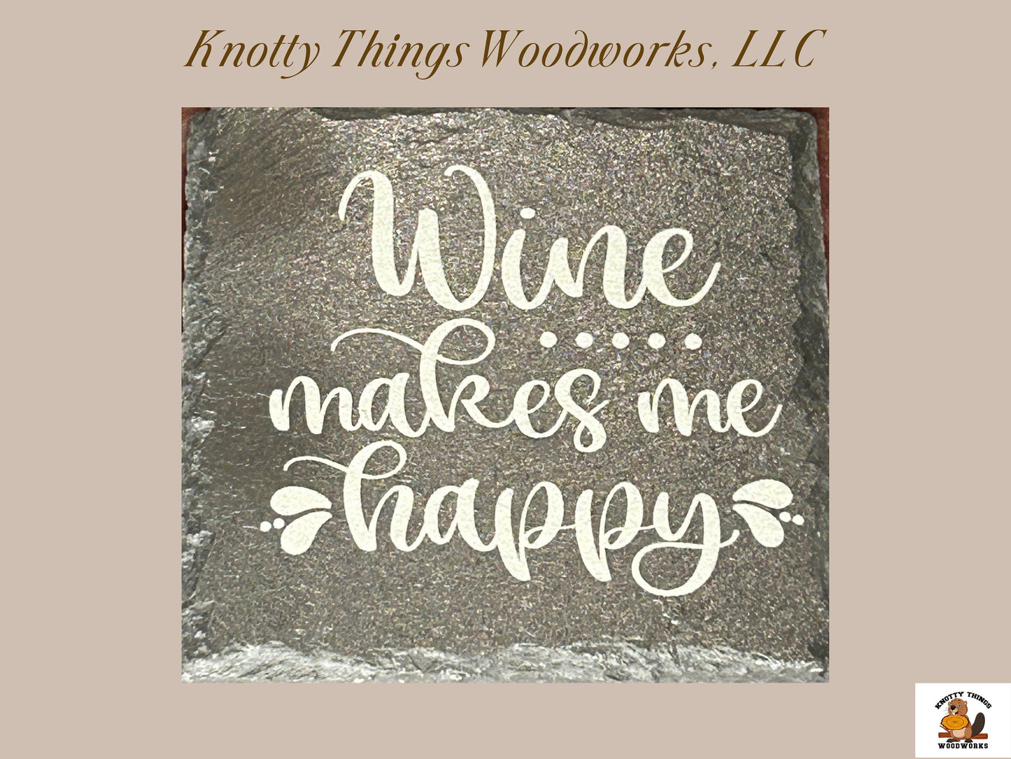 Wholesale Funny Wine Slate Coasters - Set of 4 - Different Quote on Each