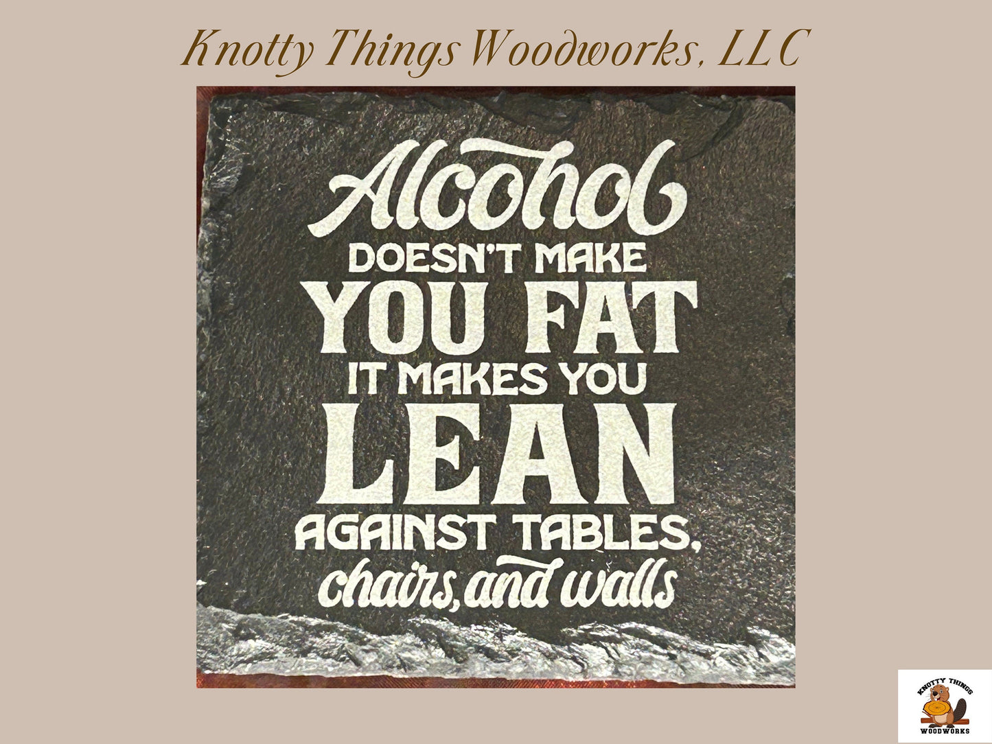 Wholesale Funny Alcohol Slate Coasters - Set of 4 - Different Quote on Each