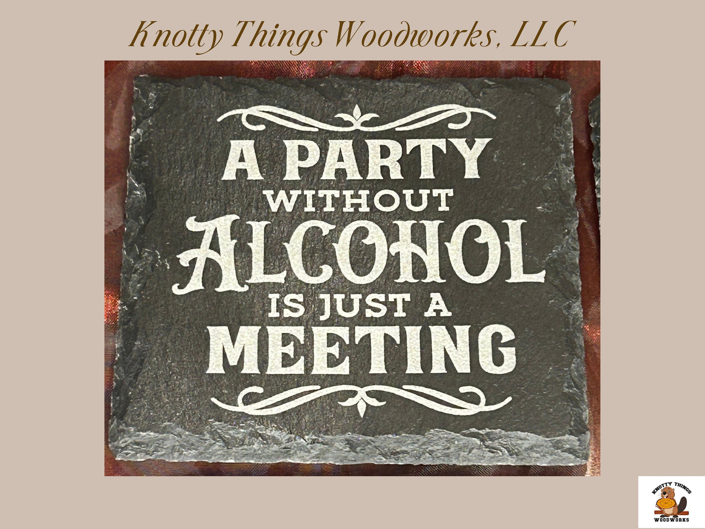 Wholesale Funny Alcohol Slate Coasters - Set of 4 - Different Quote on Each