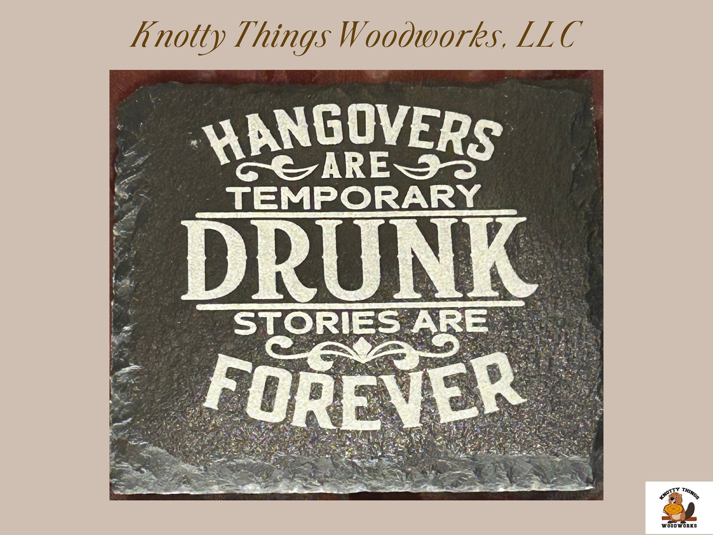 Wholesale Funny Alcohol Slate Coasters - Set of 4 - Different Quote on Each