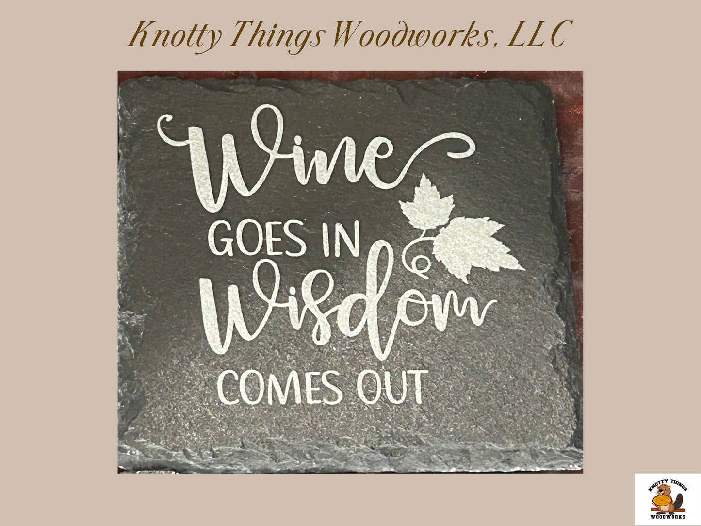 Wholesale Funny Wine Slate Coasters - Set of 4 - Different Quote on Each