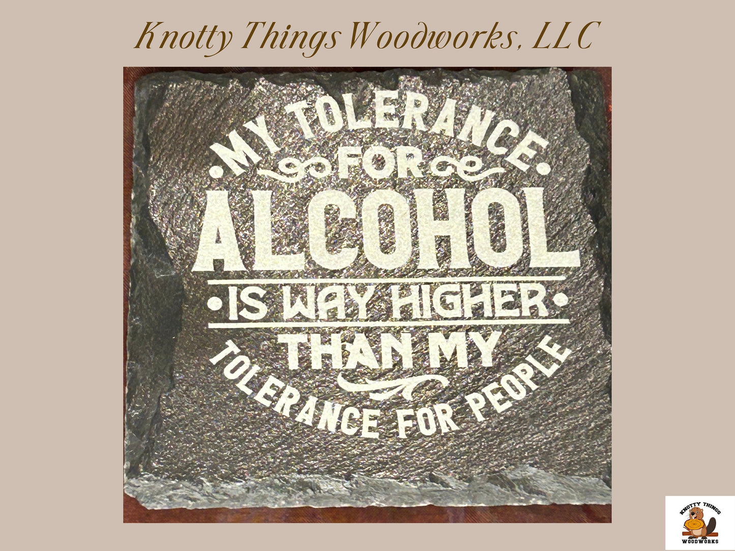 Wholesale Funny Alcohol Slate Coasters - Set of 4 - Different Quote on Each