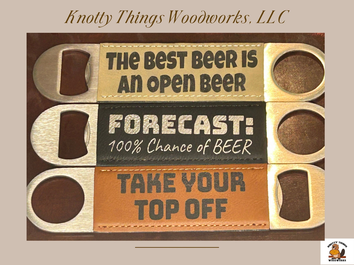 Wholesale Leatherette Bottle Openers with Engraved Funny Beer Sayings