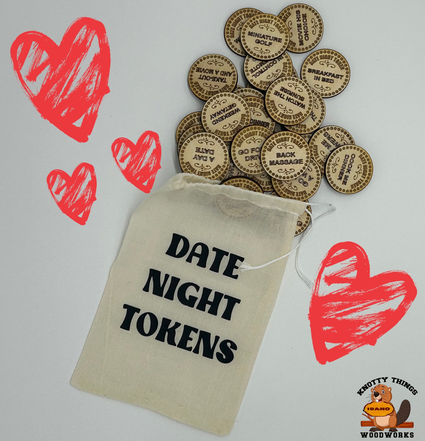 Date Night Tokens, Valentines Tokens, Anniversary Tokens, Date Night Ideas, Couples Tokens