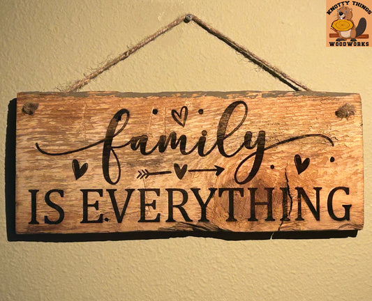 Family is Everything Barn Wood Rustic Home Decor Sign