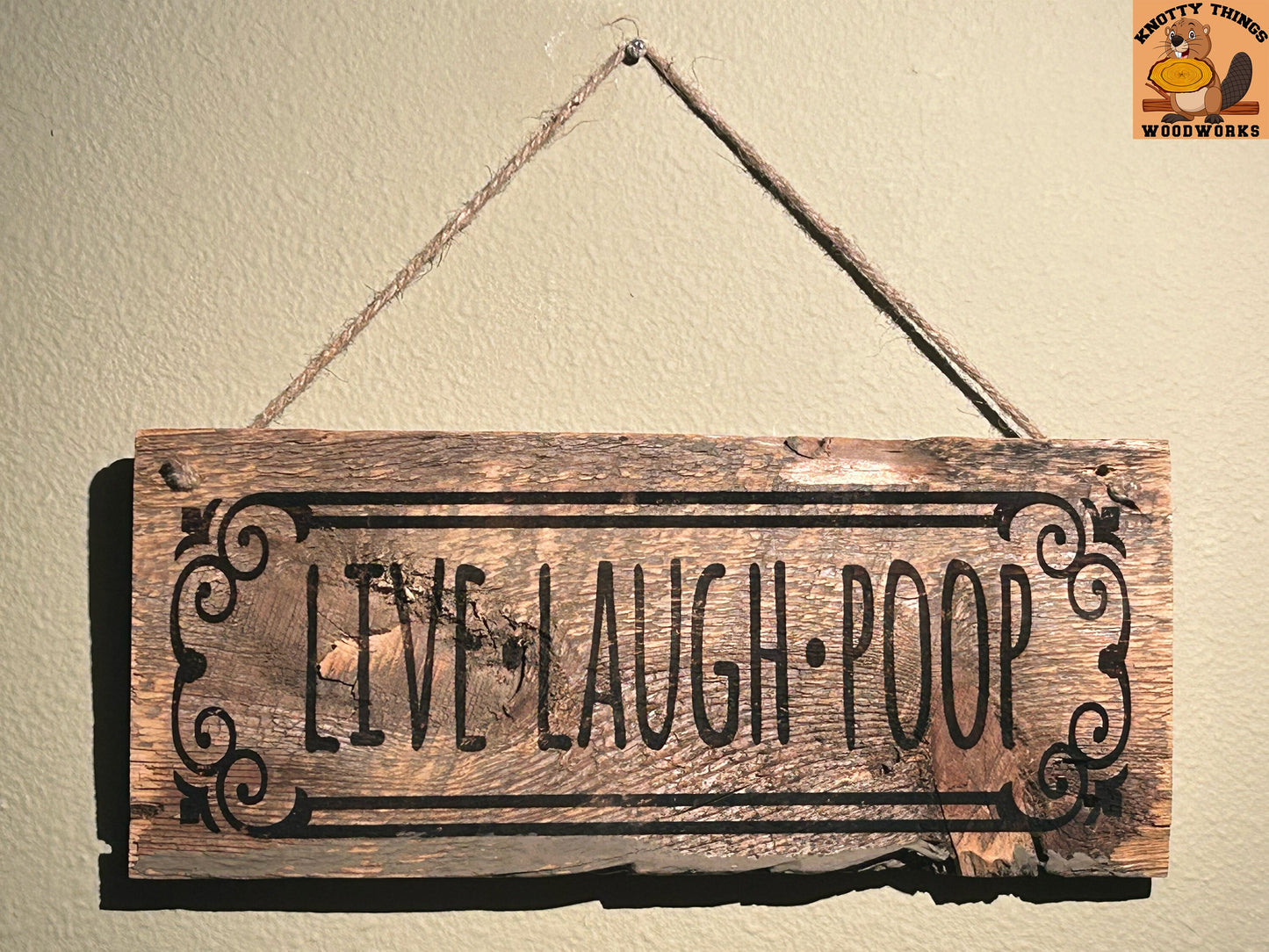 Live Laugh Poop Barn Wood Rustic Home Decor Sign