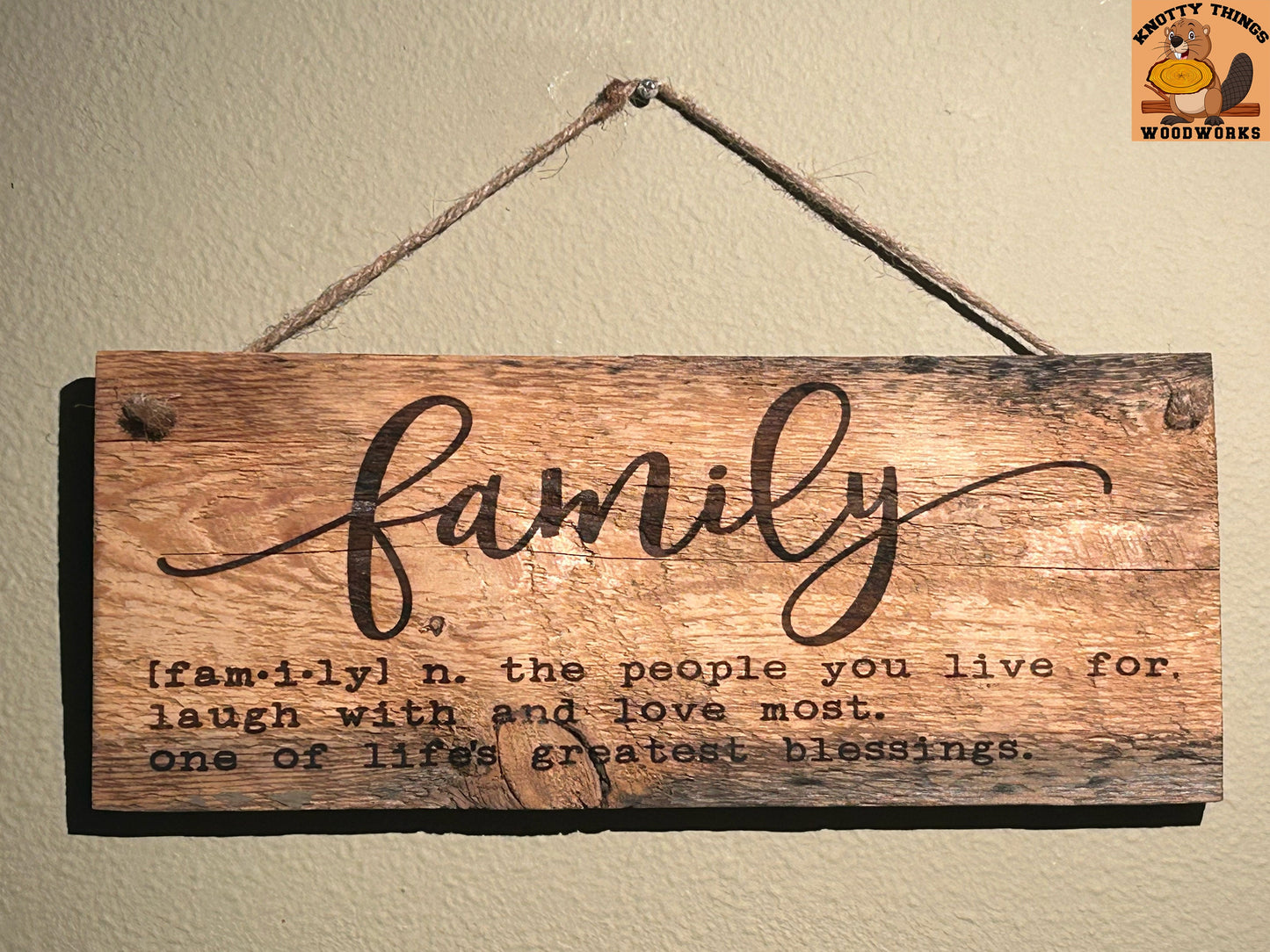 Family The People You Live For Barn Wood Rustic Home Decor Sign