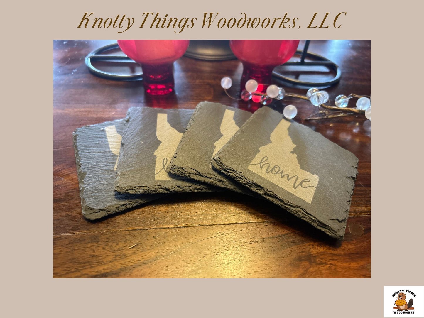 Idaho Slate Coasters Outline or Silhouette - Set of 4