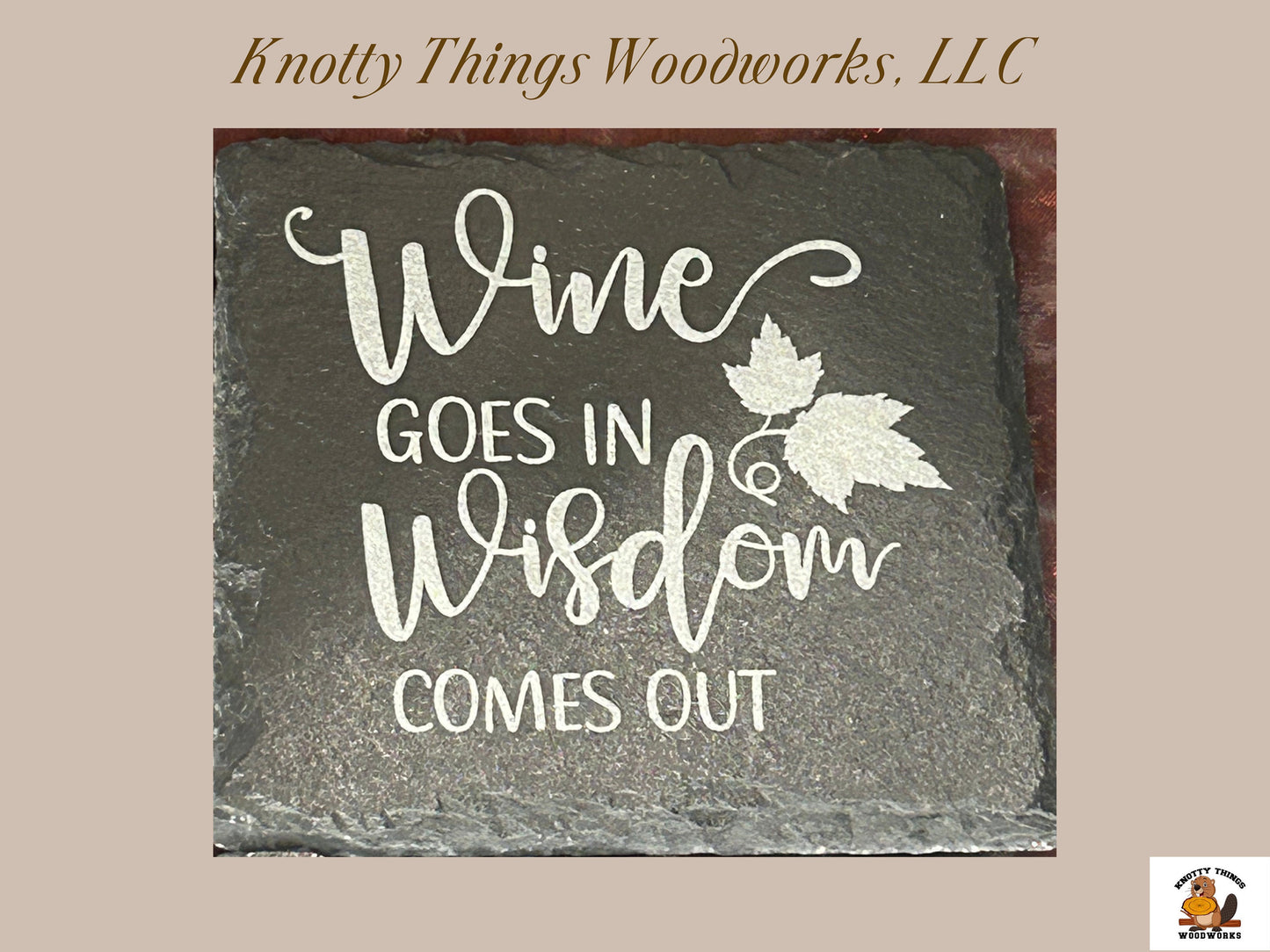 Funny Wine Slate Coasters - Set of 4 - Different Quote on Each